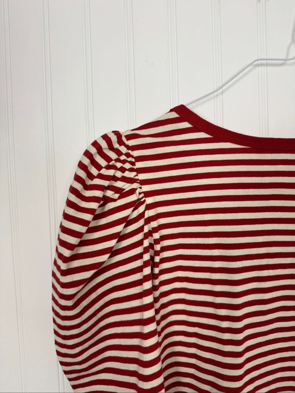 Marc Jacobs Striped Puff Long Sleeve Top Size XS Red White 100% Cotton - Picture 8 of 8